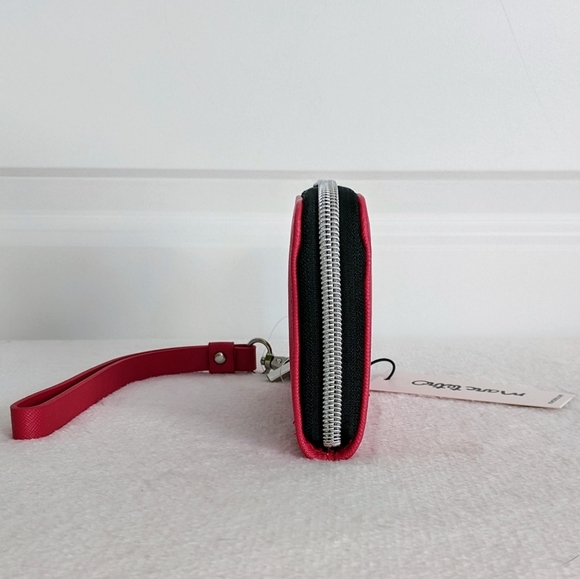 marc tetro Frenchie Wallet Wristlet Zip Around PVC Saffiano Red NWT - Picture 3 of 13